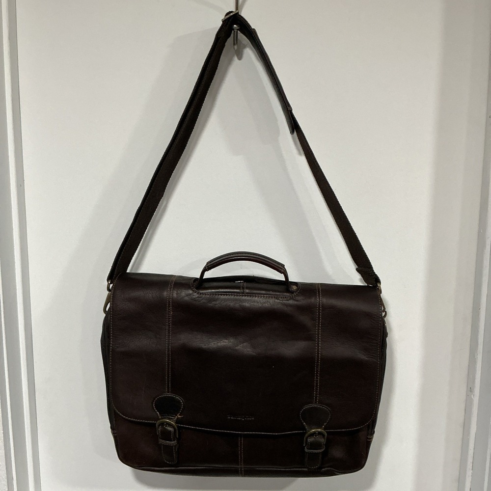 Samsonite Columbian Leather Flapover Messenger Laptop Case Bag, Travel Bag
